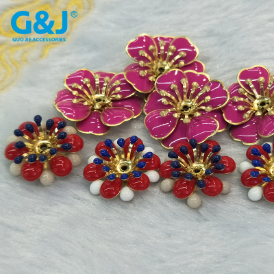 Metal drop glue rose shape hand sewing accessories flowers colorful flowers hand nail beads