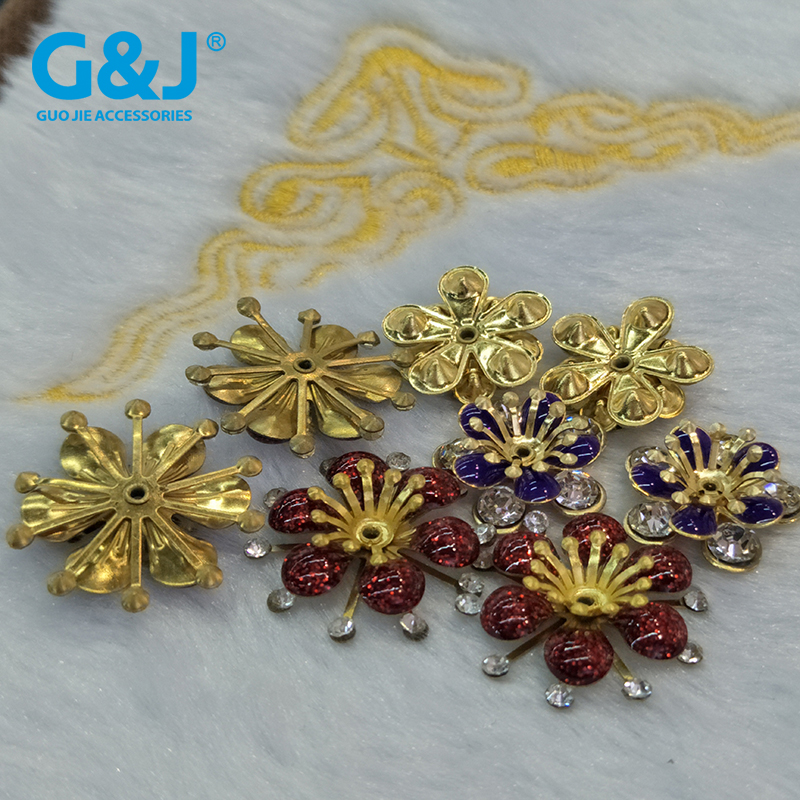 点胶无爪鞋花鞋面材料钻钉花朵中孔手缝钉珠服饰辅料饰品配件