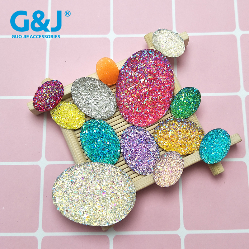 树脂平底钻石椭圆形温州钮扣粘胶石 纱丽服饰头巾婚纱手缝配件