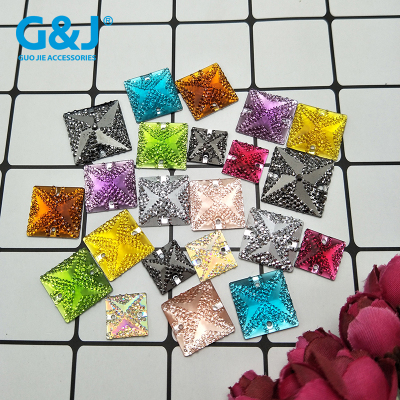 Resin flat bottom mold hole double hole square chamfering star sari headdress hair ornament nail bead button dress