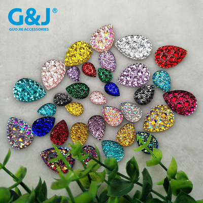 Drop shaped resin flat bottom pineapple face full star viscose crafts gem sparkle wenzhou button stick diamond piece