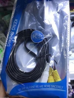6 head audio cable 1.5m black cable TV cable