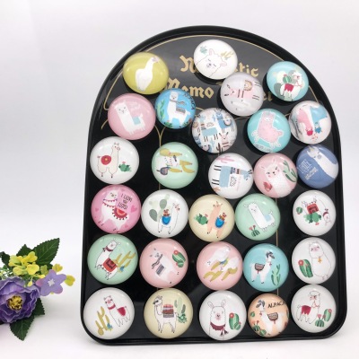 Custom made cartoon glass hard magnetic tape alpaca refrigerator coated with coated paper magnetic 