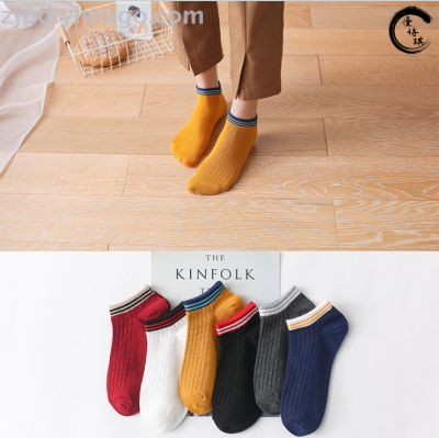 Socks wholesale autumn and winter new Japanese women ship socks cotton double needle luo kou two bar school wind socks 