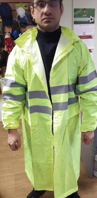 Lengthen increase labor protection car fluorescent green Oxford thin reflective long raincoat