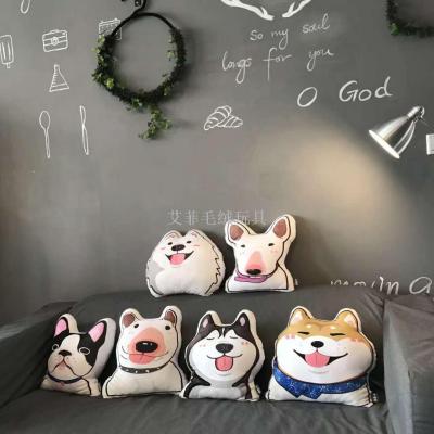 Ins cute akita bull-terrier husky printed pillow dog head cushion