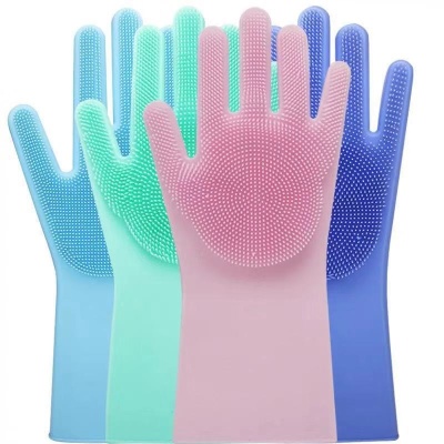 New hot silicone washing gloves brush anti - skid insulation wear - resistant kitchen gloves manufacturers direct sales