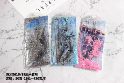 Bocai Creative Stationery 15cm Glitter Powder Ruler Sets Student Only Plastic Transparent Hot Sale