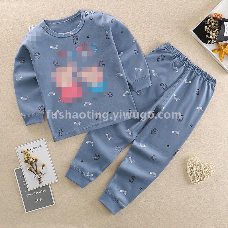 2022新款精梳棉复古儿童内衣套装男女童韩版卡通圆领小猪佩琪