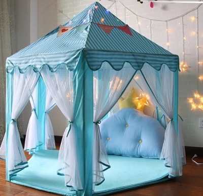 The Children 's indoor tulle hexagonal tent baby decorated game house princess game castle tent toy house