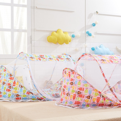 New manufacturer direct sale baby folding bed net with pillow bed net bed three-piece set music