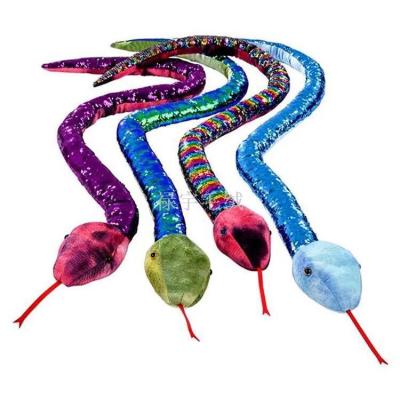 New double-sided sequins snake, mermaid python, flip discolored toy snake, scales snake, plush toy