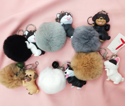 Cute furball puppy dog handicraft accessories doll hanging ornaments car supplies key chain bag hanging ornaments