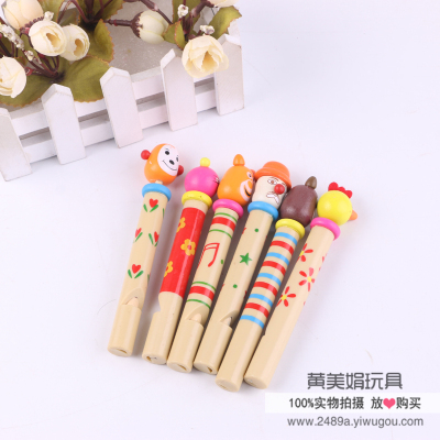 Six-hole piccolo wooden cartoon flute wooden children's clarinet playing musical instrument infant educational toy