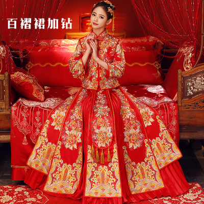 Xiuhe clothing bride shake sound  dragon and phoenix gown wedding Chinese wedding gown wedding gown toasting service