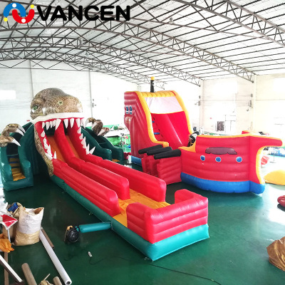 Manufacturer custom large inflatable dinosaur slide children's amusement equipment pirate ship Boiling dinosaur