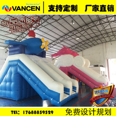 PVC Dolphin Inflatable Slide Pool Children's Outdoor Inflatable Aircraft Water Slide South Korea Style Factory Wholesale