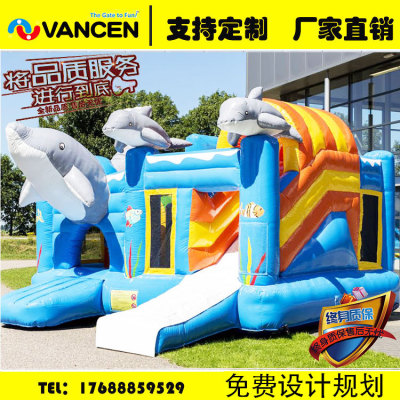New 2018 children's inflatable castle indoor and outdoor small inflatable trampoline slide toy factory custom