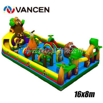 Factory direct bear big bald strong large inflatable castle slide naughty castle children's paradise amusement equipment