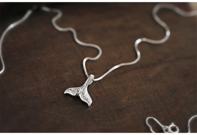 Necklace \\\"merman's tail\\\" 925 pure silver artsen fish tail pendant