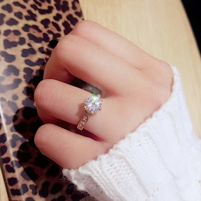 925 pure silver diamond ring diamond ring men and women rings pure silver jewelry Japanese and Korean fashion students