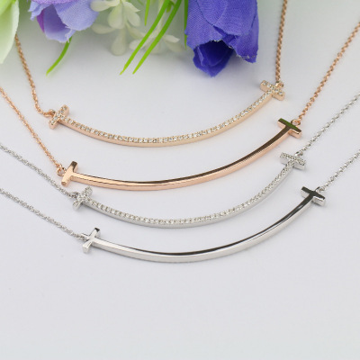 The Korean s925 pure silver simple smile face necklace before half life star with a goddess collarbone set chain