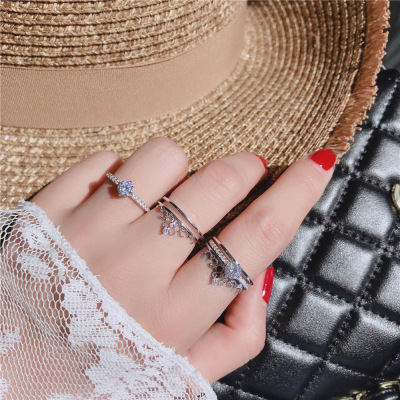 (5) Douyin crown ring s925 pure silver net red 2 in 1 open rotation female ring can split two sets