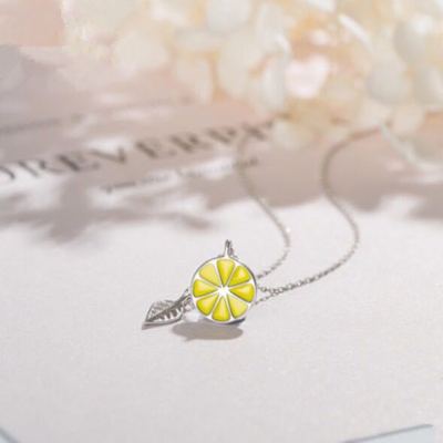 New silver act the role ofing individual character vogue joker Korea contracted clavicle chain short money lemon pendant necklace woman is sweet