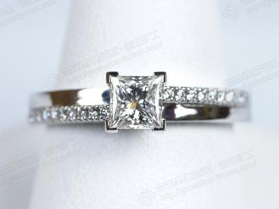 925 silver superflash princess square diamond ring