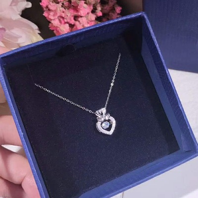 The Smart double swan necklace girl S925 silver collarbone heart pendant beating heart to send girlfriend's birthday gift