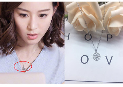 Warm strings zhang jun ning with hollow love necklace women's pure silver 1399 clavicle chain platinum pendant zhang jun ning