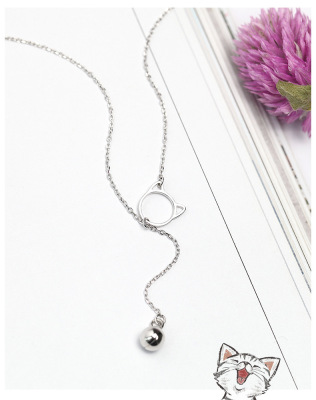 Silver to S925 pure Silver necklace female Korean version of simple students fresh cat bell clavicle chain joker, lovely ornaments