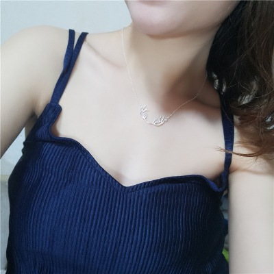 S925 pure silver small antler necklace female collarbone chain elk Japan and Korea simple student BFF girlfriend birthday gift