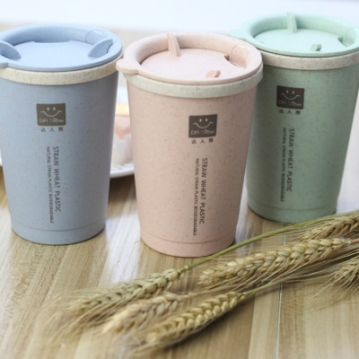 K creative wheat straw handy cup plastic portable men and women water cup students lovely mini couple cup