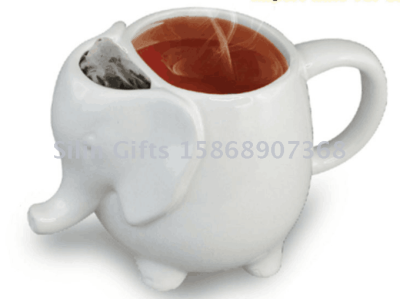 2019 creative elephant ceramic cup ceramic personalized 3D handle cup 3D modeling cup gift