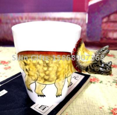 2019 NEW dinosaur ceramic cup ceramic personalized 3D handle cup 3D modeling cup gift