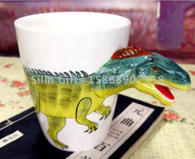 2019 creative dinosaur ceramic cup ceramic personalized 3D handle cup 3D modeling cup gift