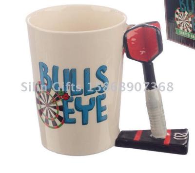 2019 ceramic creative flying label hand cup ceramic personalized 3D handle cup 3D modeling cup gift