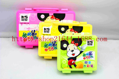 Factory store 860-12 color 18 color 24 color box seal watercolor brush for children's painting