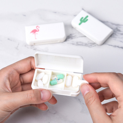Three-compartment portable sub-compartment small medicine box mini-pill box travel medicine sub-pack box