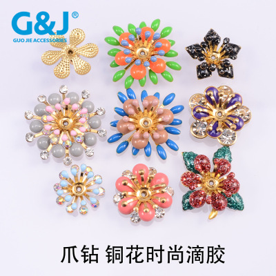 2017 New Hot Glue Flowers DIY Ornament Accessories Korean Style Fashion Classy Hot Glue Flowers Copper Handmade Accessories