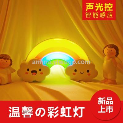 LED rainbow light touches dimming nightlight baby feeding baby bedroom sound-controlled light