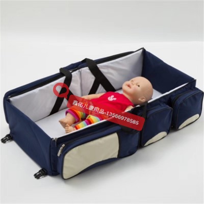Mommy bag folding crib bag portable mom and baby bag multi-functional high-capacity mommy bag go out portable travel bed