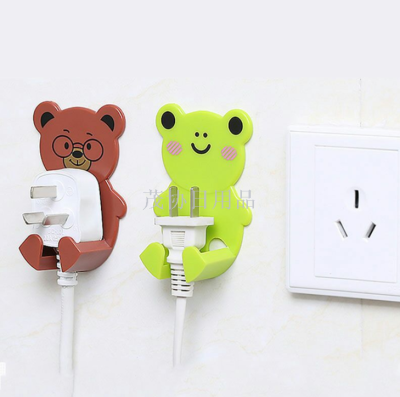 Creative Storage Rack Cute Bear Electric Appliance Plug-in Socket Rack Strong Sticky Hook Cartoon Power Cord Plug Hook