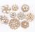 INFANTA JEWELRY Lot 9pcs Rose Gold-tone Rhinestone brooches Big Pearl Crystal wedding bouquet kit set