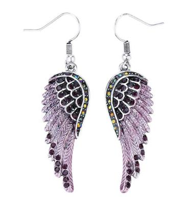 INFANTA JEWELRY Women's Crystal Guardian Angel Wings Dangle Earrings Christmas Biker Jewelry