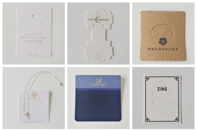 INFANTA JEWELRY Customized printing white iridescent paper card for necklace jewelry display and packaging