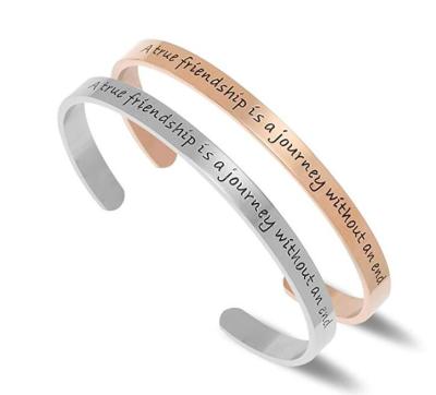 INFANTA JEWELRY Cuff Bracelet Engraved A True Friendship is a Journey Without an End Inspirational Jewelry