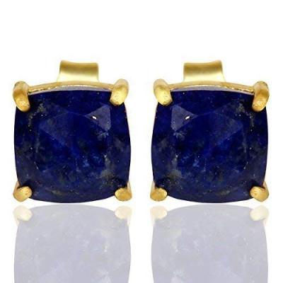 INFANTA JEWELRY Lapis Lazuli Sterling Silver Gemstone Stud Earrings