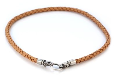 INFANTA JEWELRY Brown Braided Leather Necklace